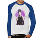 Sidney Maurer Original Portrait Of Audrey Hepburn Mens Baseball Long Sleeved T-Shirt - Small / White/Royal - Mens Baseball Long Sleeved
