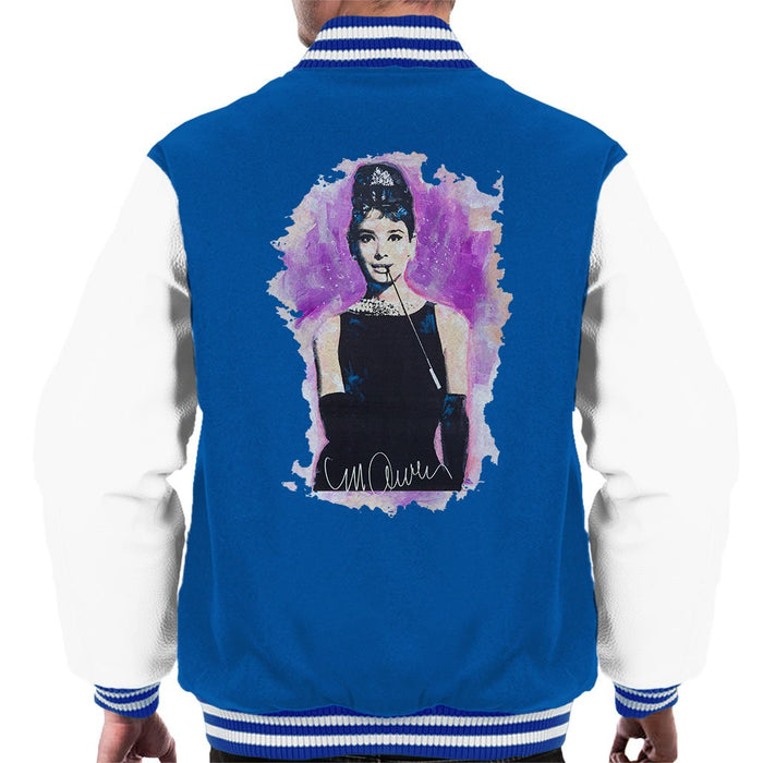 Sidney Maurer Original Portrait Of Audrey Hepburn Mens Varsity Jacket - Small / Royal/White - Mens Varsity Jacket