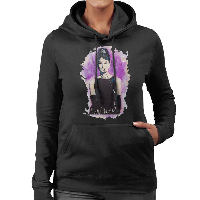Sidney Maurer Original Portrait Of Audrey Hepburn Womens Hooded Sweatshirt - Womens Hooded Sweatshirt