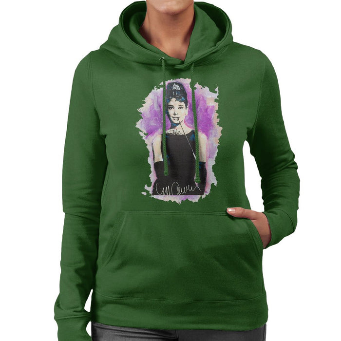 Sidney Maurer Original Portrait Of Audrey Hepburn Womens Hooded Sweatshirt - Womens Hooded Sweatshirt