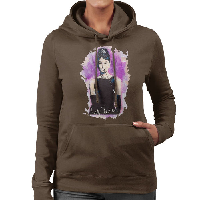 Sidney Maurer Original Portrait Of Audrey Hepburn Womens Hooded Sweatshirt - Womens Hooded Sweatshirt