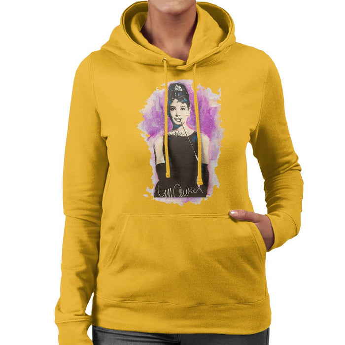 Sidney Maurer Original Portrait Of Audrey Hepburn Womens Hooded Sweatshirt - Womens Hooded Sweatshirt