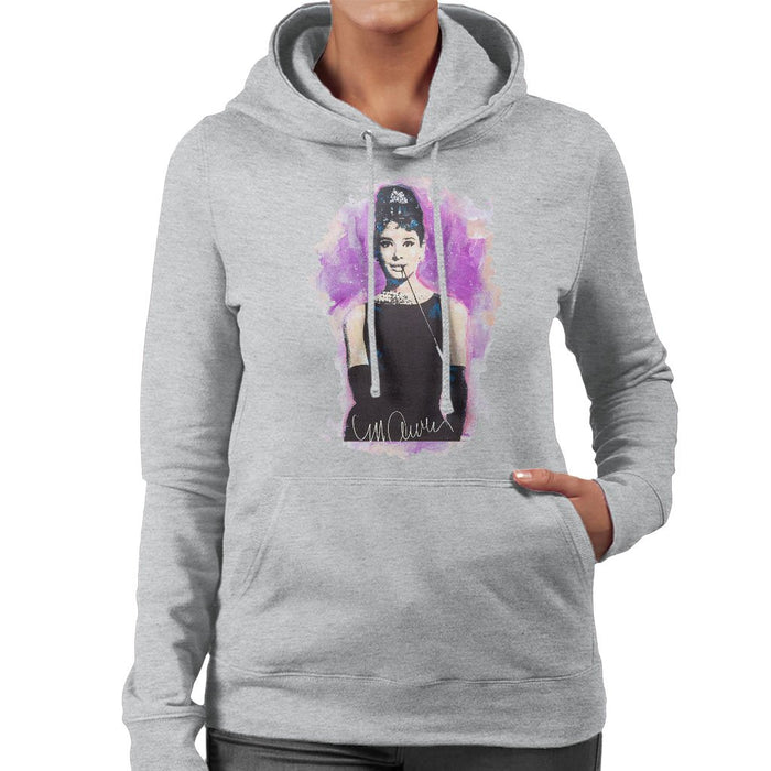 Sidney Maurer Original Portrait Of Audrey Hepburn Womens Hooded Sweatshirt - Womens Hooded Sweatshirt