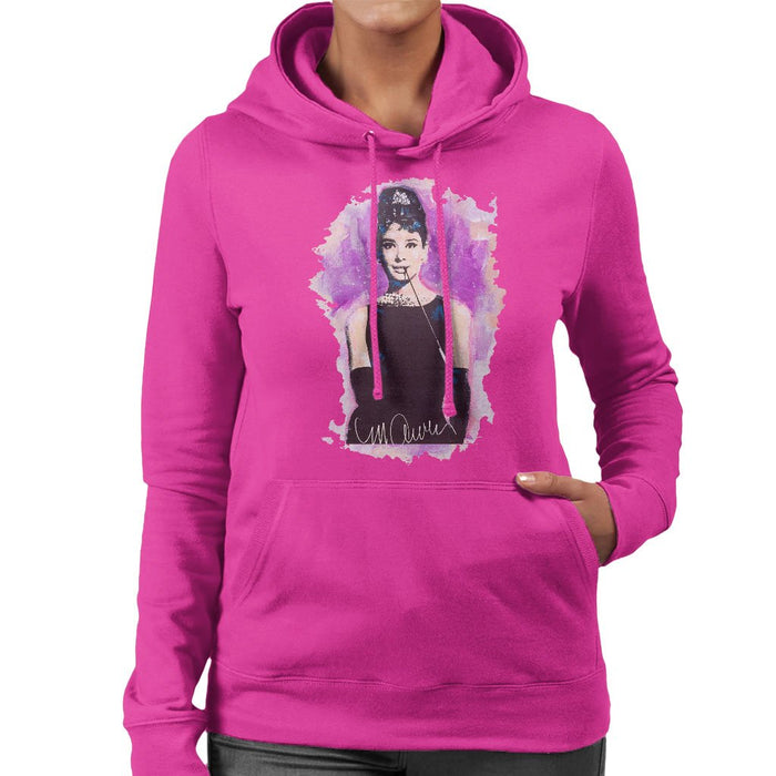 Sidney Maurer Original Portrait Of Audrey Hepburn Womens Hooded Sweatshirt - Womens Hooded Sweatshirt