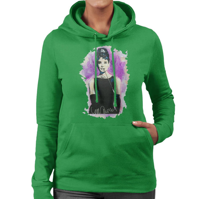 Sidney Maurer Original Portrait Of Audrey Hepburn Womens Hooded Sweatshirt - Womens Hooded Sweatshirt