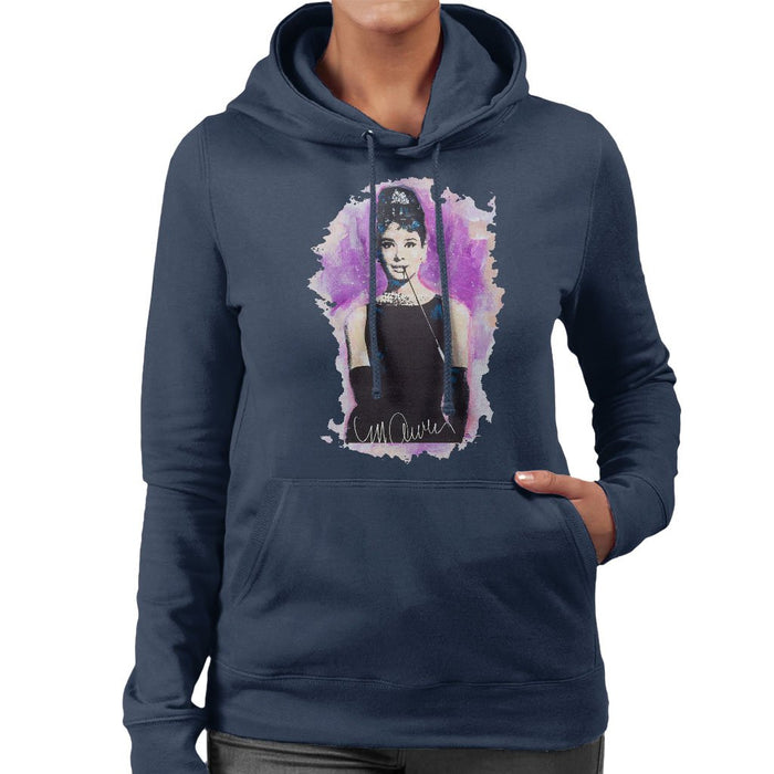 Sidney Maurer Original Portrait Of Audrey Hepburn Womens Hooded Sweatshirt - Womens Hooded Sweatshirt