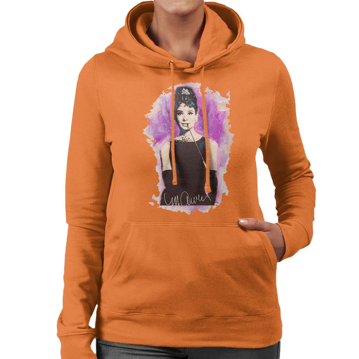 Sidney Maurer Original Portrait Of Audrey Hepburn Womens Hooded Sweatshirt - Womens Hooded Sweatshirt