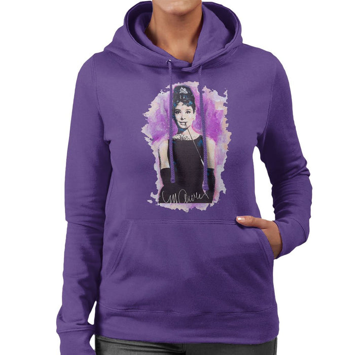 Sidney Maurer Original Portrait Of Audrey Hepburn Womens Hooded Sweatshirt - Womens Hooded Sweatshirt