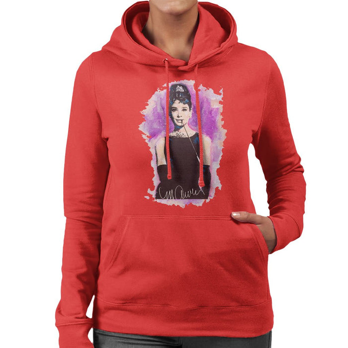 Sidney Maurer Original Portrait Of Audrey Hepburn Womens Hooded Sweatshirt - Womens Hooded Sweatshirt