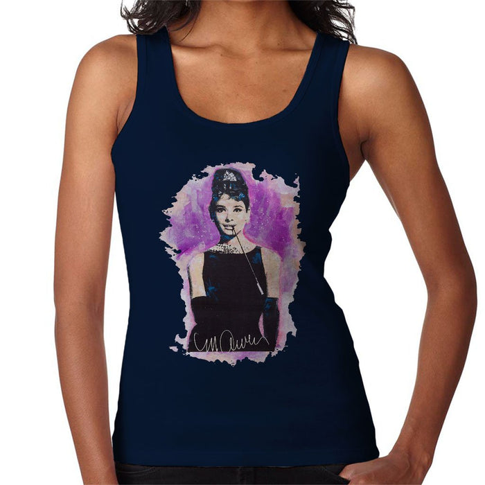 Sidney Maurer Original Portrait Of Audrey Hepburn Womens Vest - Small / Navy Blue - Womens Vest