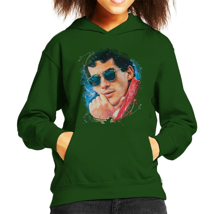 Sidney Maurer Original Portrait Of Ayrton Senna Kids Hooded Sweatshirt - Kids Boys Hooded Sweatshirt