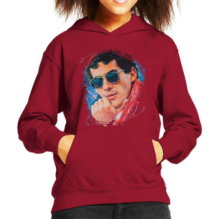 Sidney Maurer Original Portrait Of Ayrton Senna Kids Hooded Sweatshirt - Kids Boys Hooded Sweatshirt