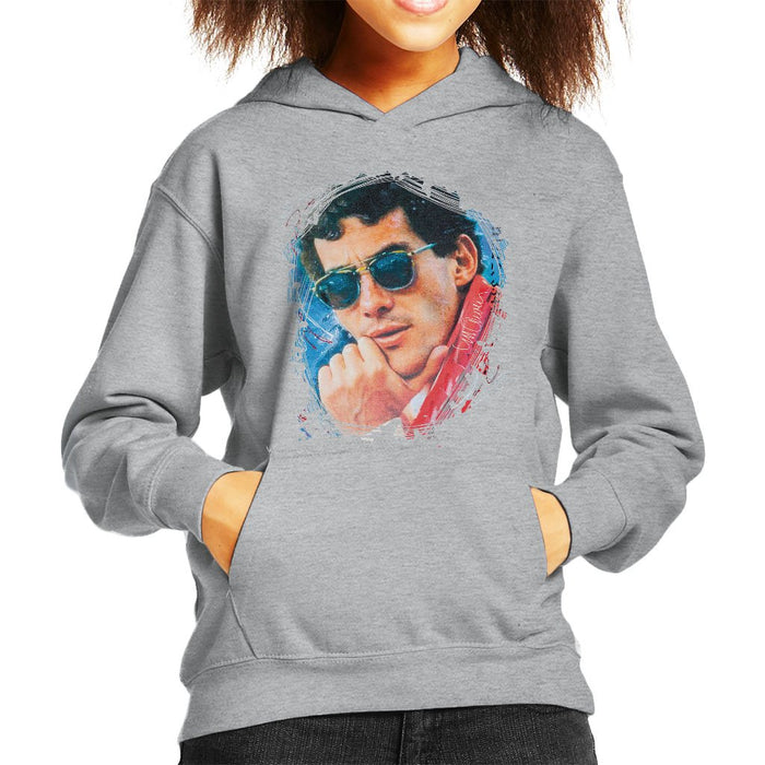 Sidney Maurer Original Portrait Of Ayrton Senna Kids Hooded Sweatshirt - Kids Boys Hooded Sweatshirt