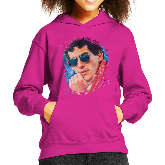 Sidney Maurer Original Portrait Of Ayrton Senna Kids Hooded Sweatshirt - Kids Boys Hooded Sweatshirt