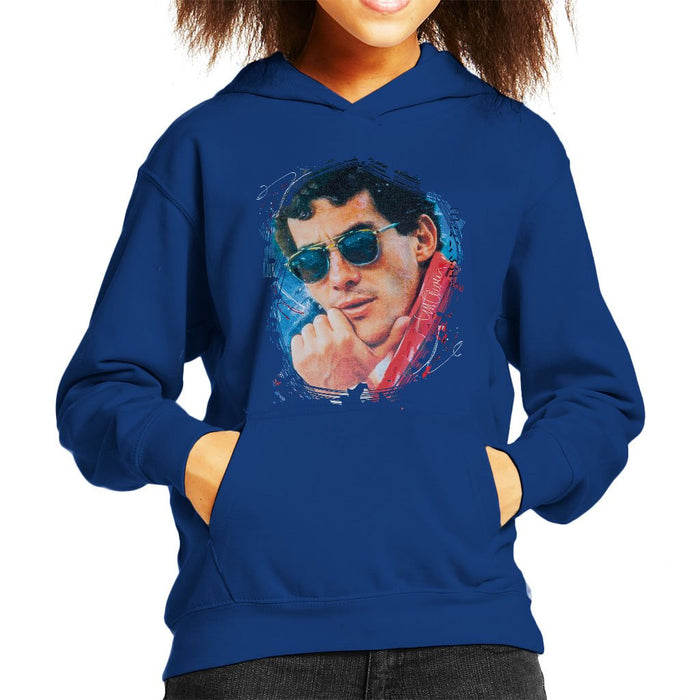 Sidney Maurer Original Portrait Of Ayrton Senna Kids Hooded Sweatshirt - Kids Boys Hooded Sweatshirt