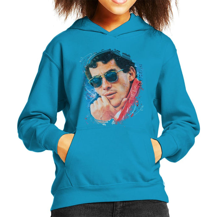 Sidney Maurer Original Portrait Of Ayrton Senna Kids Hooded Sweatshirt - Kids Boys Hooded Sweatshirt