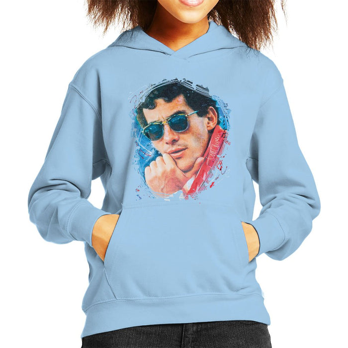 Sidney Maurer Original Portrait Of Ayrton Senna Kids Hooded Sweatshirt - Kids Boys Hooded Sweatshirt