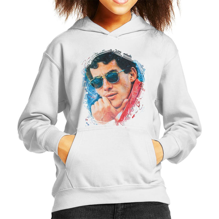 Sidney Maurer Original Portrait Of Ayrton Senna Kids Hooded Sweatshirt - Kids Boys Hooded Sweatshirt