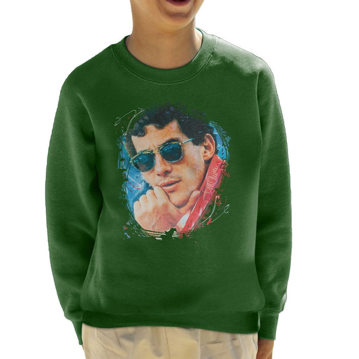 Sidney Maurer Original Portrait Of Ayrton Senna Kids Sweatshirt - Kids Boys Sweatshirt