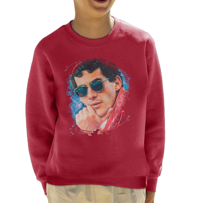 Sidney Maurer Original Portrait Of Ayrton Senna Kids Sweatshirt - Kids Boys Sweatshirt