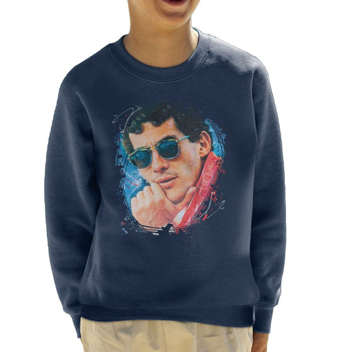 Sidney Maurer Original Portrait Of Ayrton Senna Kids Sweatshirt - Kids Boys Sweatshirt