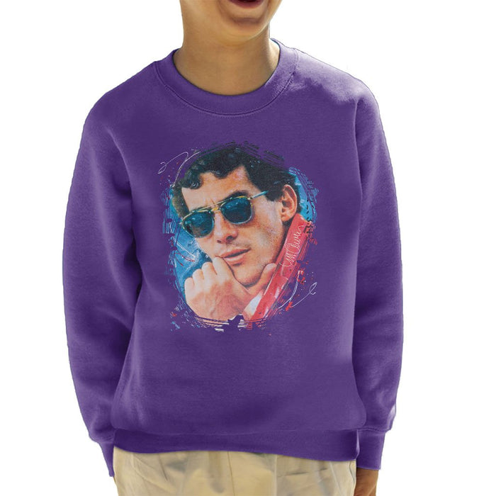 Sidney Maurer Original Portrait Of Ayrton Senna Kids Sweatshirt - Kids Boys Sweatshirt