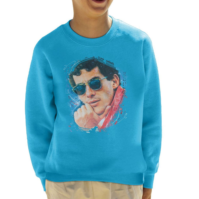 Sidney Maurer Original Portrait Of Ayrton Senna Kids Sweatshirt - Kids Boys Sweatshirt