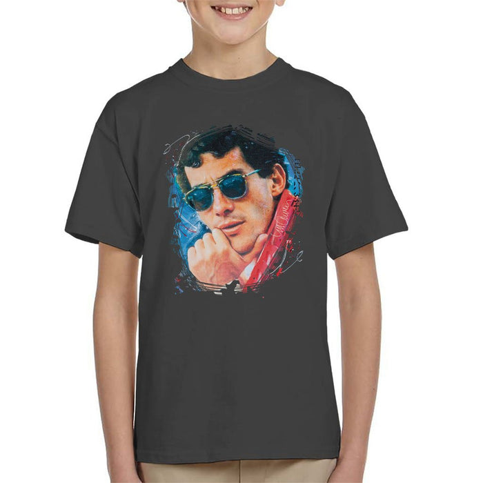 Sidney Maurer Original Portrait Of Ayrton Senna Kids T-Shirt - Kids Boys T-Shirt