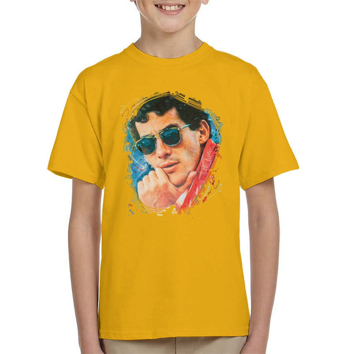 Sidney Maurer Original Portrait Of Ayrton Senna Kids T-Shirt - Kids Boys T-Shirt