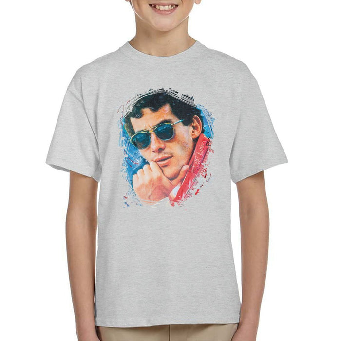 Sidney Maurer Original Portrait Of Ayrton Senna Kids T-Shirt - Kids Boys T-Shirt