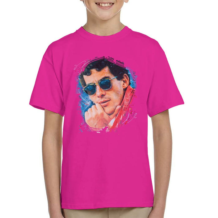 Sidney Maurer Original Portrait Of Ayrton Senna Kids T-Shirt - Kids Boys T-Shirt