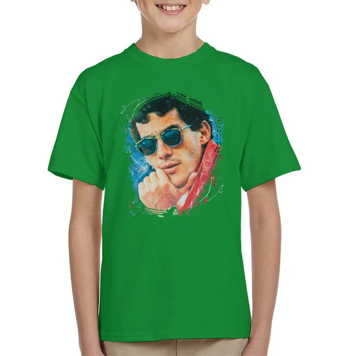 Sidney Maurer Original Portrait Of Ayrton Senna Kids T-Shirt - Kids Boys T-Shirt