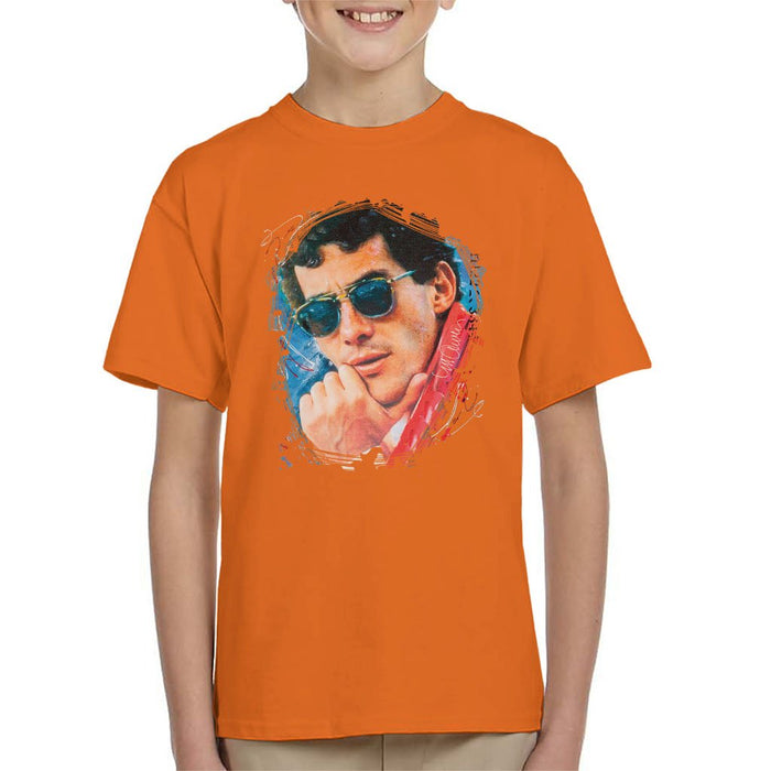Sidney Maurer Original Portrait Of Ayrton Senna Kids T-Shirt - Kids Boys T-Shirt