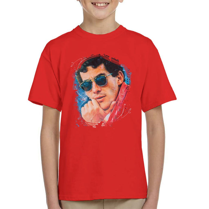 Sidney Maurer Original Portrait Of Ayrton Senna Kids T-Shirt - Kids Boys T-Shirt
