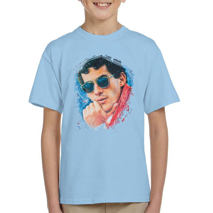 Sidney Maurer Original Portrait Of Ayrton Senna Kids T-Shirt - Kids Boys T-Shirt