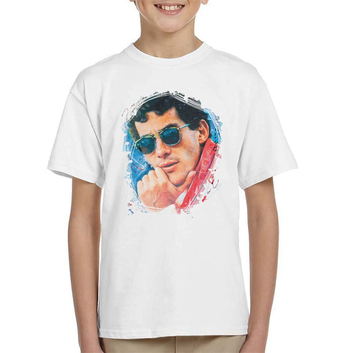 Sidney Maurer Original Portrait Of Ayrton Senna Kids T-Shirt - Kids Boys T-Shirt