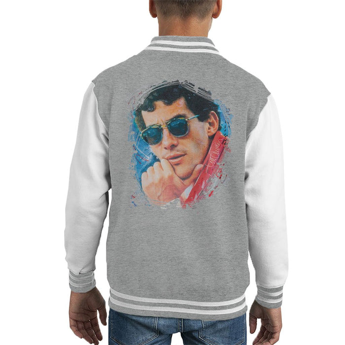 Sidney Maurer Original Portrait Of Ayrton Senna Kids Varsity Jacket - Kids Boys Varsity Jacket