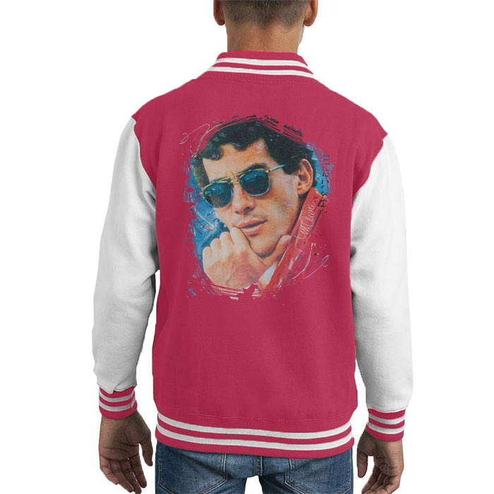 Sidney Maurer Original Portrait Of Ayrton Senna Kids Varsity Jacket - Kids Boys Varsity Jacket