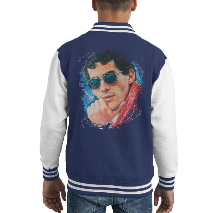 Sidney Maurer Original Portrait Of Ayrton Senna Kids Varsity Jacket - Kids Boys Varsity Jacket
