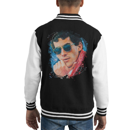 Sidney Maurer Original Portrait Of Ayrton Senna Kids Varsity Jacket - Kids Boys Varsity Jacket