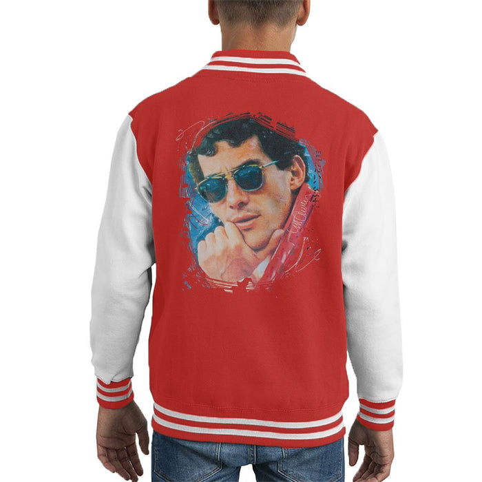 Sidney Maurer Original Portrait Of Ayrton Senna Kids Varsity Jacket - Kids Boys Varsity Jacket