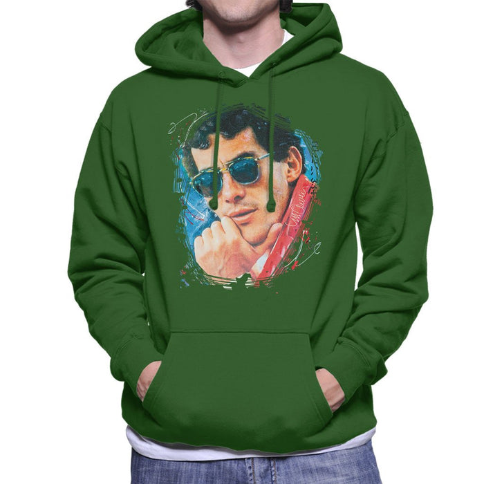 Sidney Maurer Original Portrait Of Ayrton Senna Mens Hooded Sweatshirt - Mens Hooded Sweatshirt