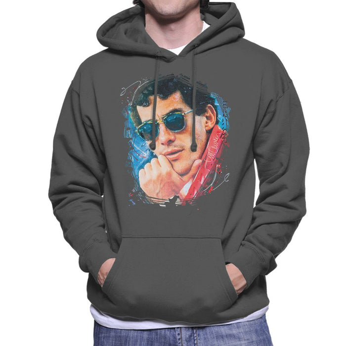 Sidney Maurer Original Portrait Of Ayrton Senna Mens Hooded Sweatshirt - Mens Hooded Sweatshirt