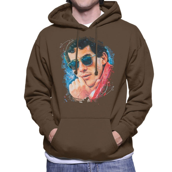Sidney Maurer Original Portrait Of Ayrton Senna Mens Hooded Sweatshirt - Mens Hooded Sweatshirt