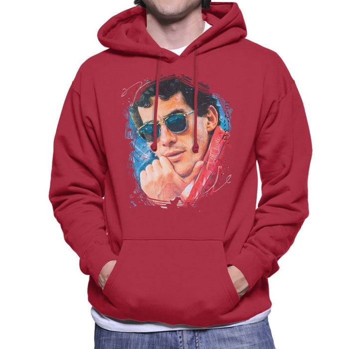 Sidney Maurer Original Portrait Of Ayrton Senna Mens Hooded Sweatshirt - Mens Hooded Sweatshirt