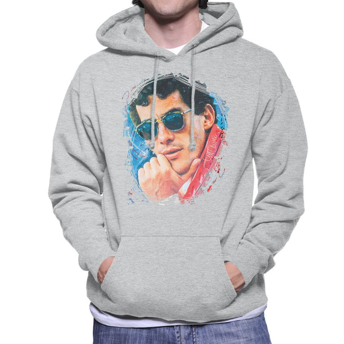 Sidney Maurer Original Portrait Of Ayrton Senna Mens Hooded Sweatshirt - Mens Hooded Sweatshirt