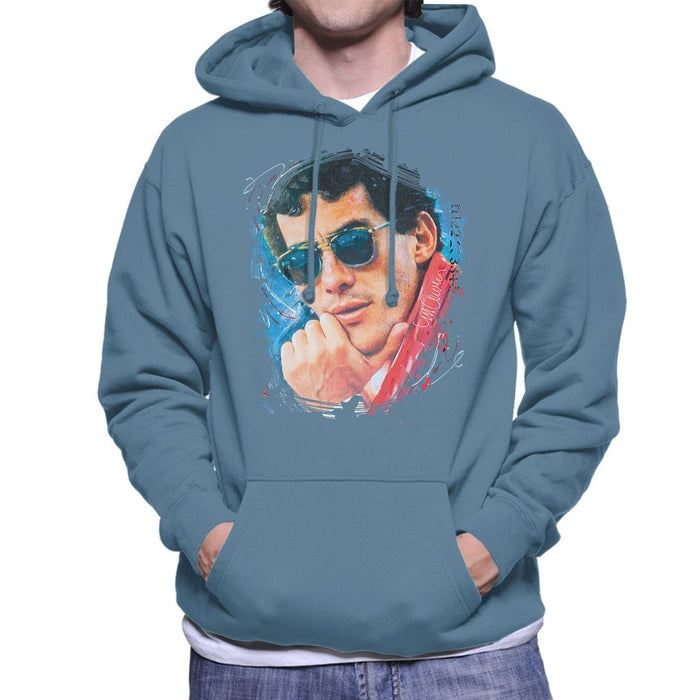 Sidney Maurer Original Portrait Of Ayrton Senna Mens Hooded Sweatshirt - Mens Hooded Sweatshirt
