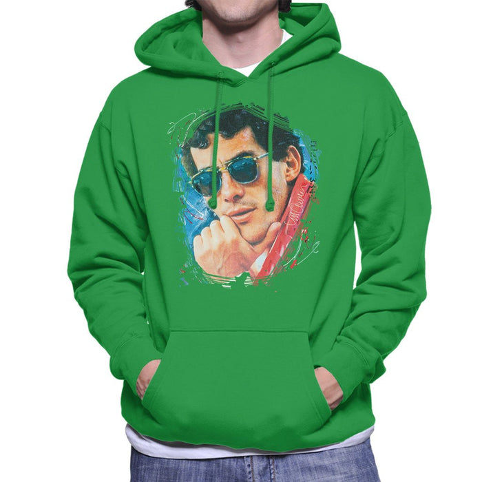 Sidney Maurer Original Portrait Of Ayrton Senna Mens Hooded Sweatshirt - Mens Hooded Sweatshirt