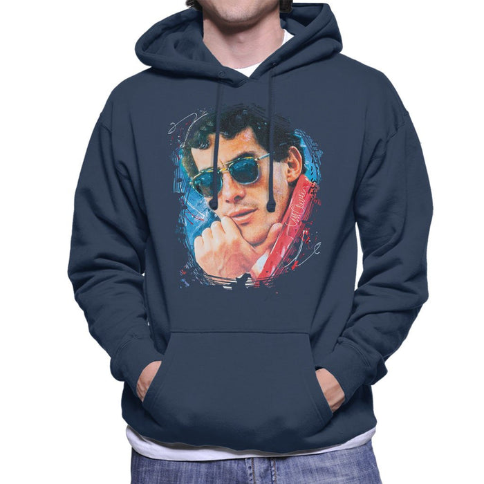 Sidney Maurer Original Portrait Of Ayrton Senna Mens Hooded Sweatshirt - Mens Hooded Sweatshirt