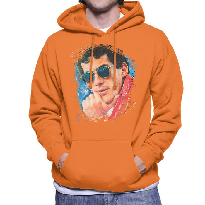 Sidney Maurer Original Portrait Of Ayrton Senna Mens Hooded Sweatshirt - Mens Hooded Sweatshirt